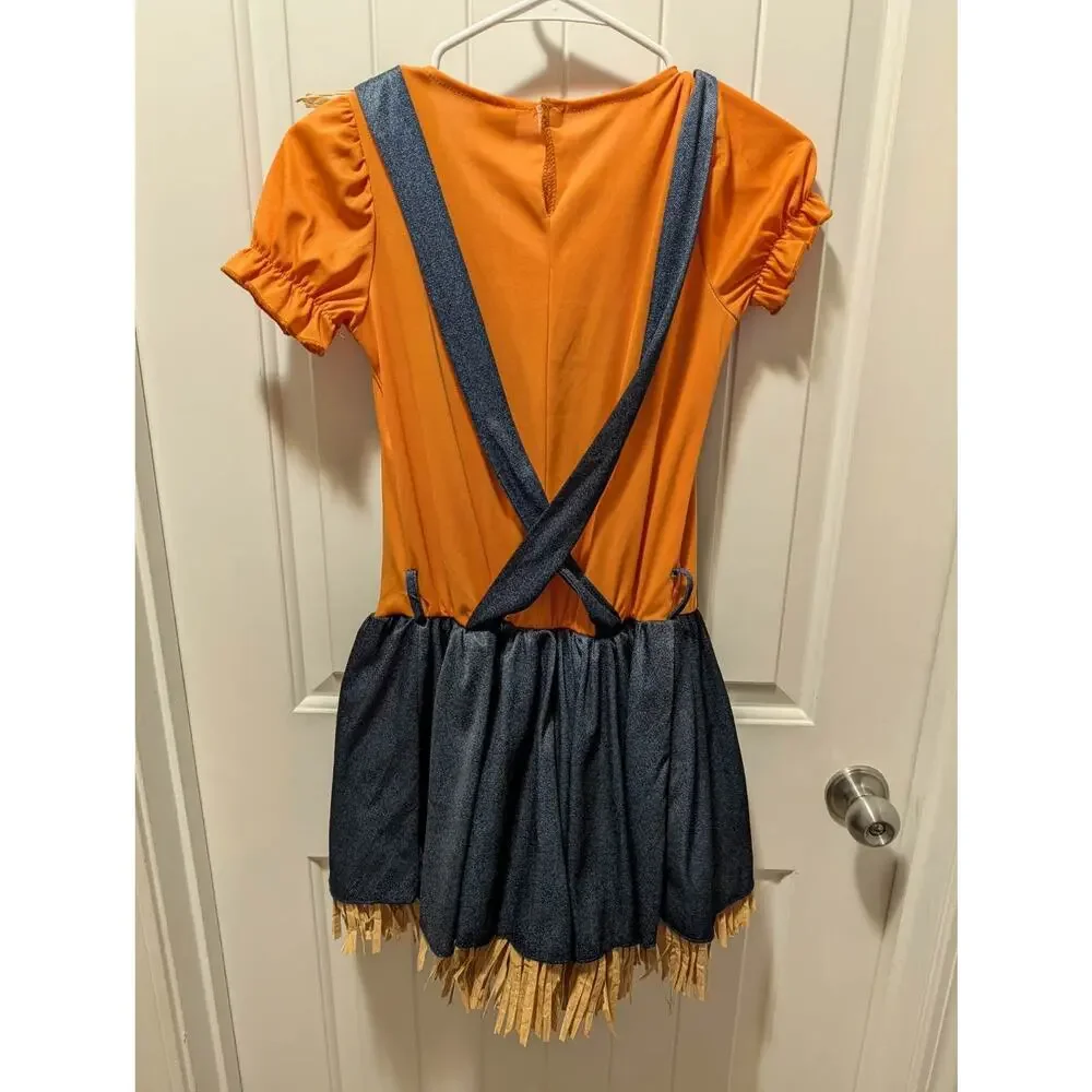 Girls L 10-12 Pumpkin Patchwork Dress Fall Festival Scarecrow Halloween Costume